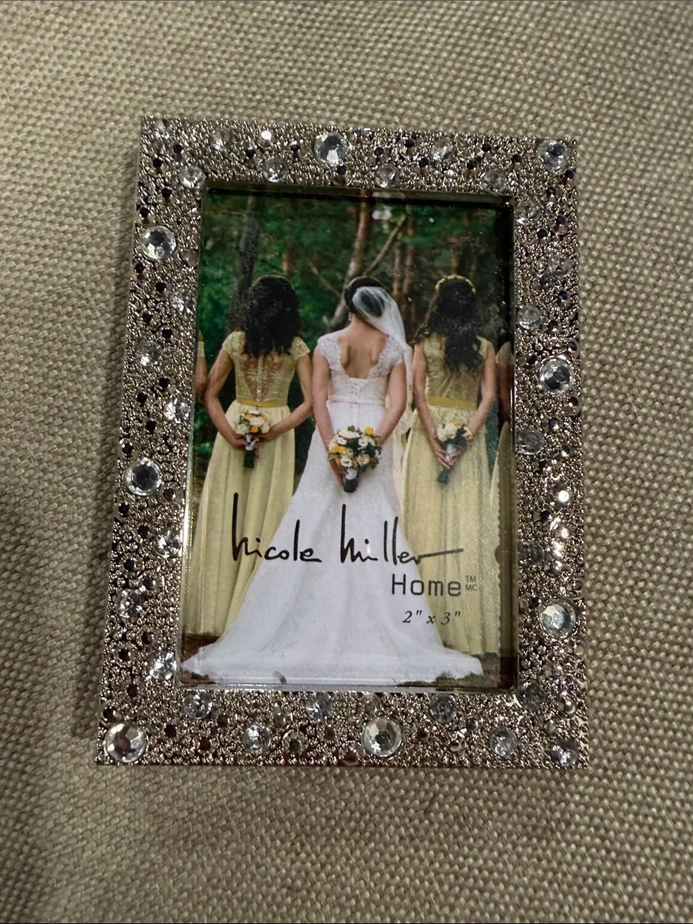 Nicole Miller mini Sparkling Silver Crystal Photo Frame 2x3 inches.